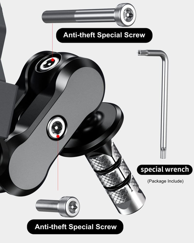 BRCOVAN Anti-Theft Motorcycle Fork Stem Phone Mount with Vibration Dampener | with High-Speed Secure Lock, Heavy Duty Phone Holder, Adjustable Size, Big Phone Friendly, Fit for 5.4 - 7.2'' Cellphone