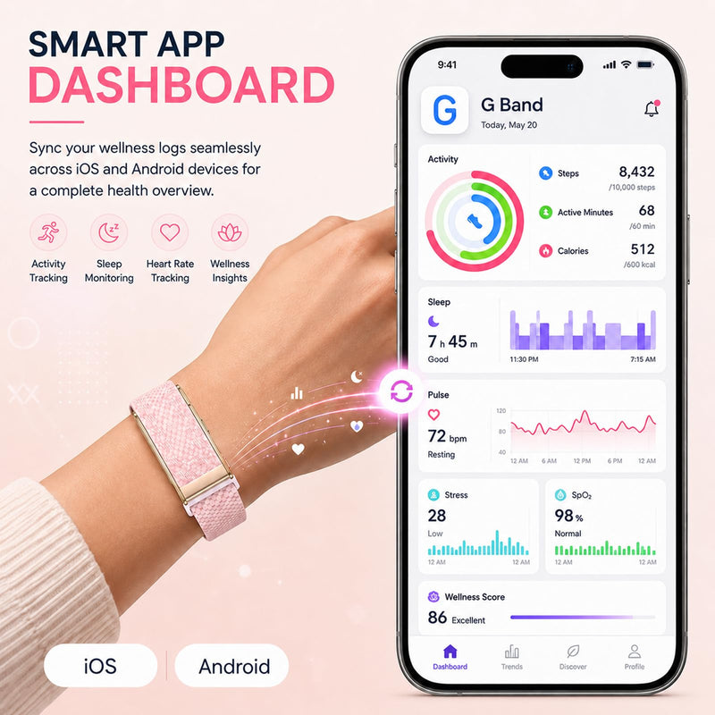 Yihou Screen-Free Fitness Tracker Smart Band No Display Activity Tracker | Heart Rate Sleep Track Step Counter Sports Modes Long Battery Life Fitness Bracelet for Women Men Android iOS Rosegold