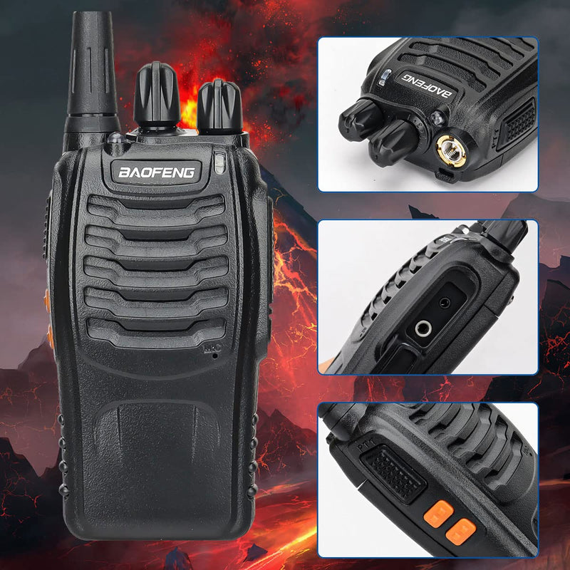 Baofeng Walkie Talkies Long Range Walkie Talkie for Adults with Earpiece Mic Rechargeable 2-Way Radios Handheld Two-Way Radios Transceiver Kids Walky Talky with USB Base Charger for Camping 2pcs with earpiece