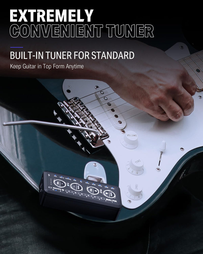 Donner Guitar Headphone Amp Mini Turbo with 10 Amp Models Tuner USB Rechargeable Multi-Effects Delay Reverb Chorus Overdrive Mini Portable Electric Guitar Amp