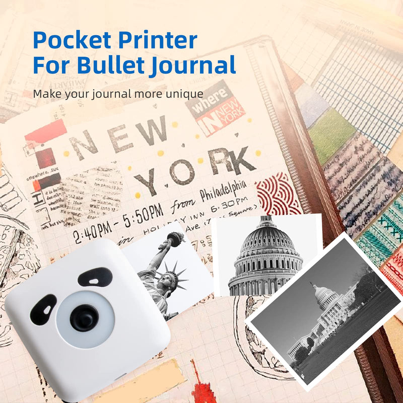 vretti Portable Thermal Printer TP6S, Bluetooth Mini Pocket Printer Compatible with Android & iOS, 300DPI Wireless Pocket Picture Printer for iPhone Working Listing, Notes, Journal, Travel TP6-S+1roll