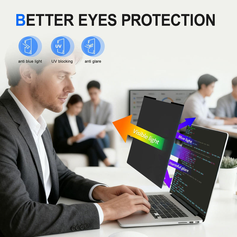 2Pack Magnetic 16 Inch Laptop Privacy Screen 16:10 Aspect Ratio, Removable Anti-Blue/Glare Protector Film, Anti Spy Desktop Security Private Filter 16in 16inch 2pcs Beige