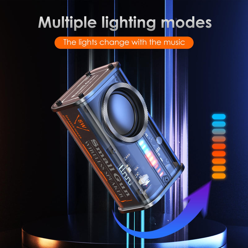 [AUSTRALIA] - Portable Bluetooth Speaker with Lights, Transparent Wireless Mini Bluetooth Speaker with TWS, Perfect Small Speaker HD Sound and Bass for Office, Home, Shower, Room, Bike, Car (Black) Black 