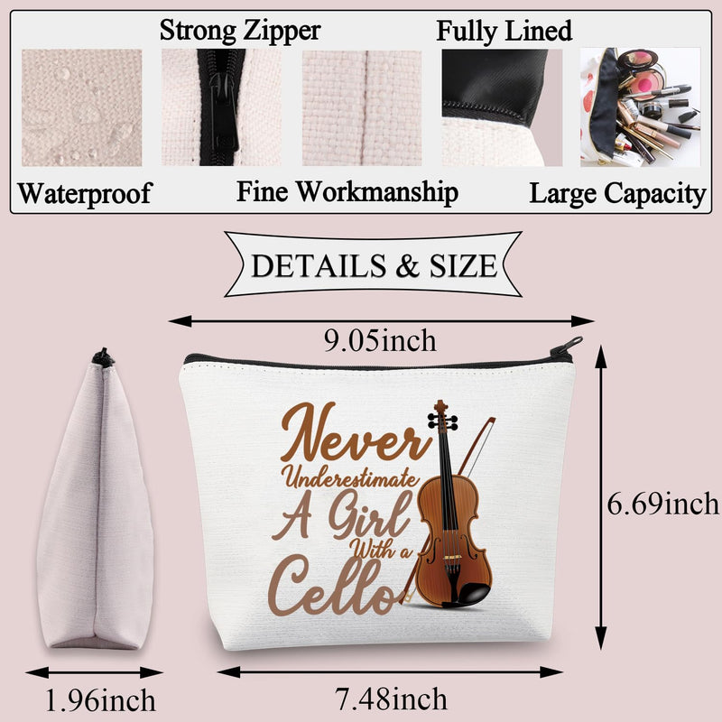 BDPWSS Cello Gift Cello Lover Cello Player Gift Cello Music Teacher Gift Never Underestimate A Girl With A Cello Makeup Bag (Girl With Cello) Girl With Cello
