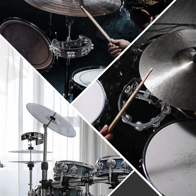 [AUSTRALIA] - EASTROCK Drum Set Tambourine with Mounting Eye Bolt,Tambourine for Drum Set,Hi Hat Tambourine Drum Set (Single row of jingles, Black) Single-Black 
