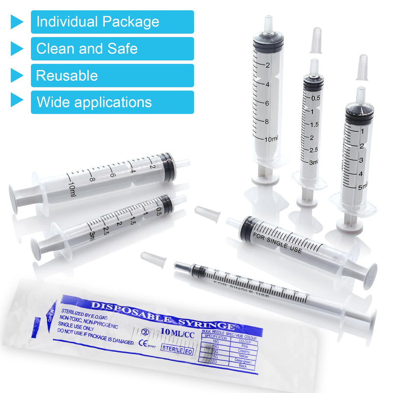 Pack of 10 Syringes 1 ml with Cap, 1 ml Disposable Syringes Without Needle, Plastic Dosing Syringe for Scientific Laboratory Liquid Measurement Colostrum Animal Feeding Plant Watering 1ml