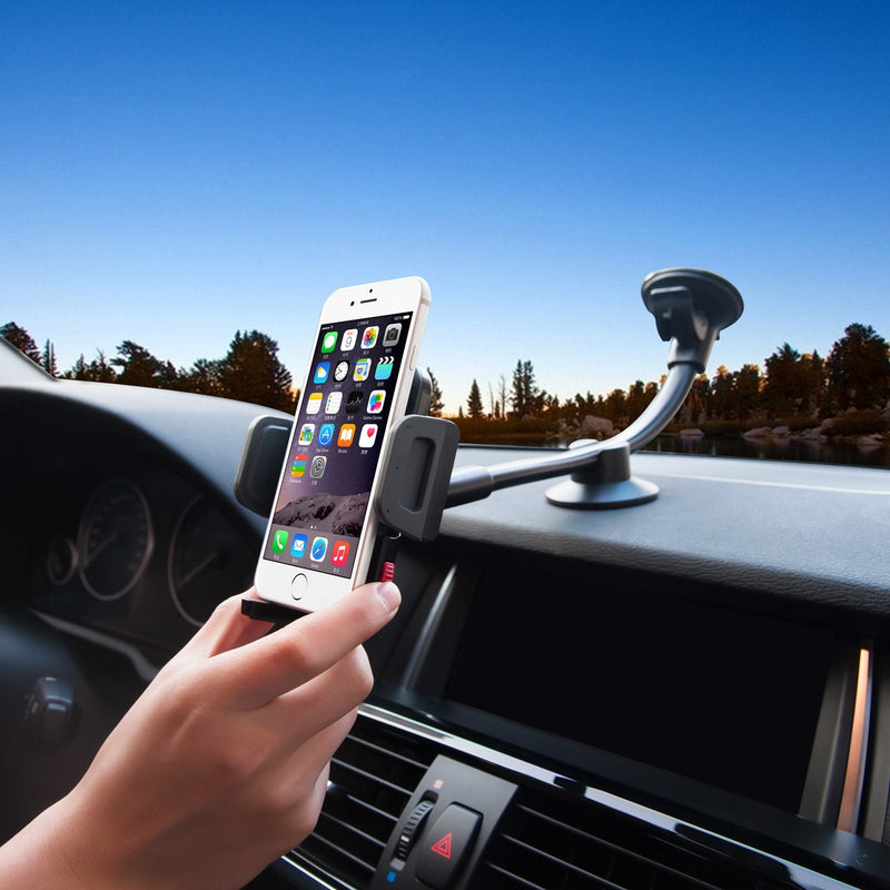 Car Phone Mount, Universal Long Arm Windshield Handsfree Phone Holder for Car Compatible iPhone 14 Pro/13/12/11/Xs/XR/X/8 Plus, Galaxy S20/S10/S9/S9 /Note 10/S8, Huawei and More