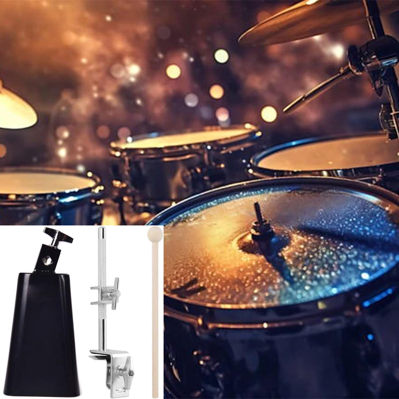 7 Inch Cowbell And Cowbell Clamp, Cowbell Holder Percussion Accessory, Adjustable Drum Cowbell Mount for Bass Drum Hoop Up or Down Drum Stick