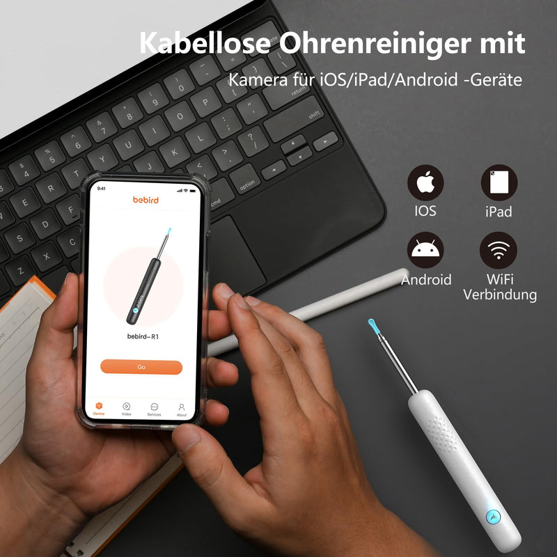 Ear Wax Remover Otoscope: 1080P WiFi Ear Cleaner Camera, IP67 Waterproof Ear Cleaner, 360° Wide Angle Ear Cleaning Camera, 3.5 mm Lens Ear Endoscope with 6 LEDs for iPhone, iPad and Android