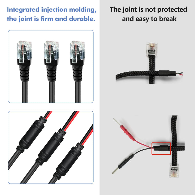 Radar Detector Hardwire Power Cord, Rearview Mirror Plug Cable, with Inline Fuse Holder,Suitable for Escort Beltronics Valentine One Cobra Whistler Radar Detector,3-Piece Set,9.8'' (DC3.5) RJ11-9.8in