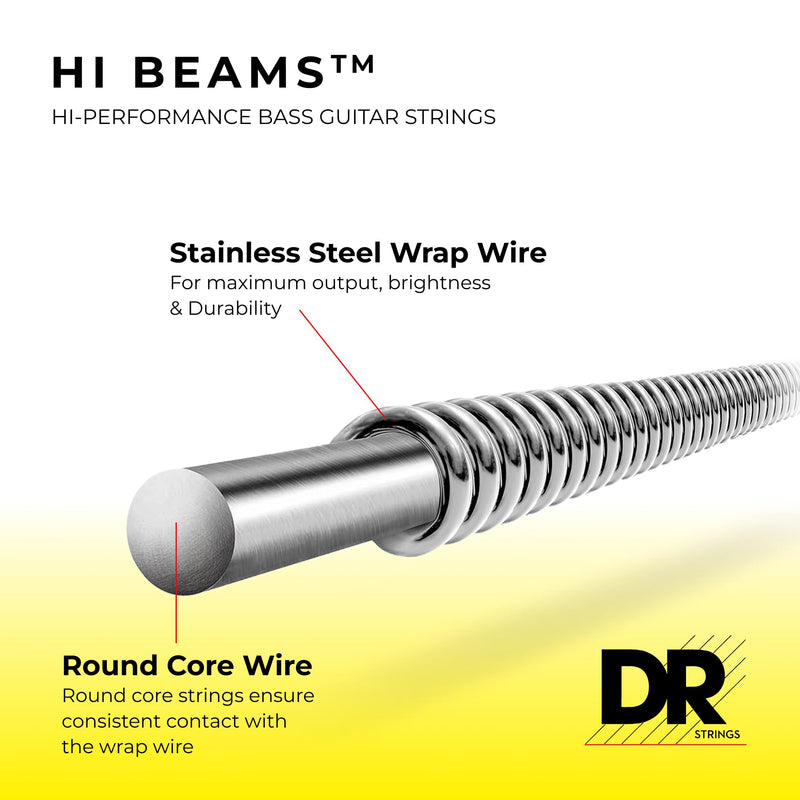 DR Strings Hi-Beam - Stainless Steel Round Core 40-95 LLR-40 HI-BEAM™: Extra Light 40-95