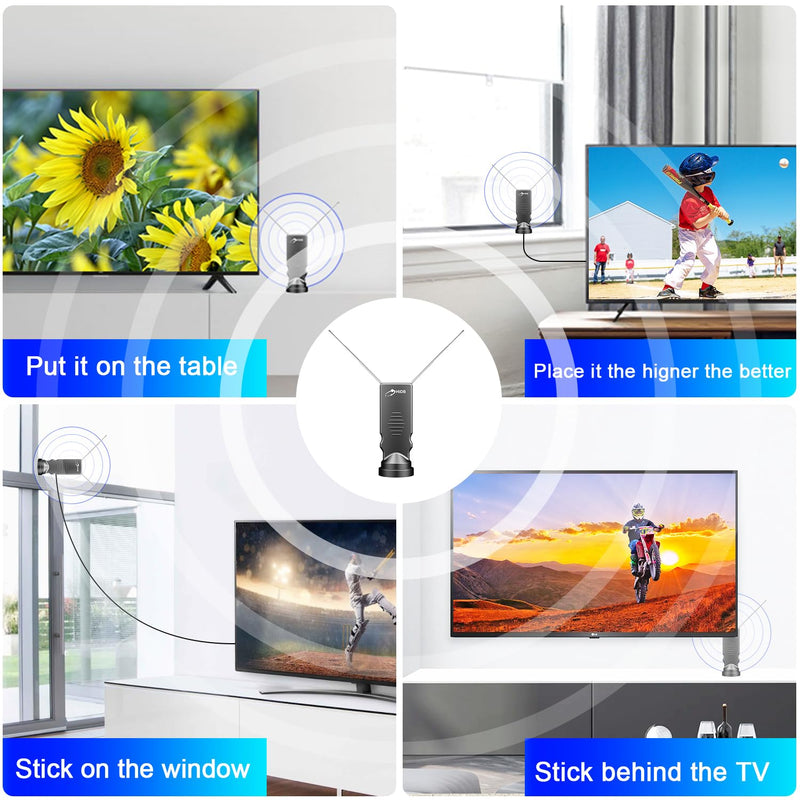 Rabbit Ears Antenna Long Range Reception with Amplifier TV Antenna for Smart TV Indoor, HD Antenna for TV Indoor 4k, Digital Antenna for Smart TV Support All Free HDTV Channels