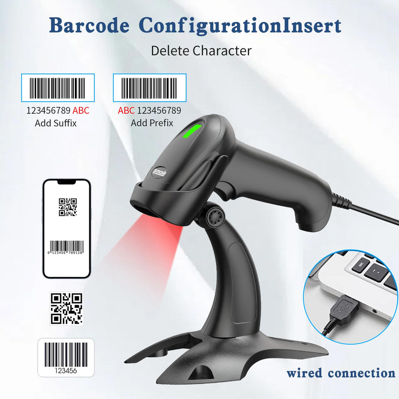[AUSTRALIA] - Symcode Barcode Scanner with Stand USB Wired Inventory 2D 1D QR Code Scanner with Automatic Hands-Free Scanning Barcode Reader Scanner for Computer POS MAC 
