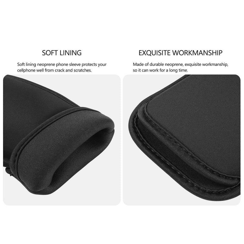 2 PCs Neoprene Cell Phone Sleeve Phone Pouch Compatible for Apple iPhone 15 14 Pro Max Galaxy S24 S23 Ultra S24+ S23 FE A54 A53 OnePlus 12 11 10T Pixel 8 7 6 Pro Nokia G310 (Large, Black) Large: Fits phone w/ Slim to Medium Case on