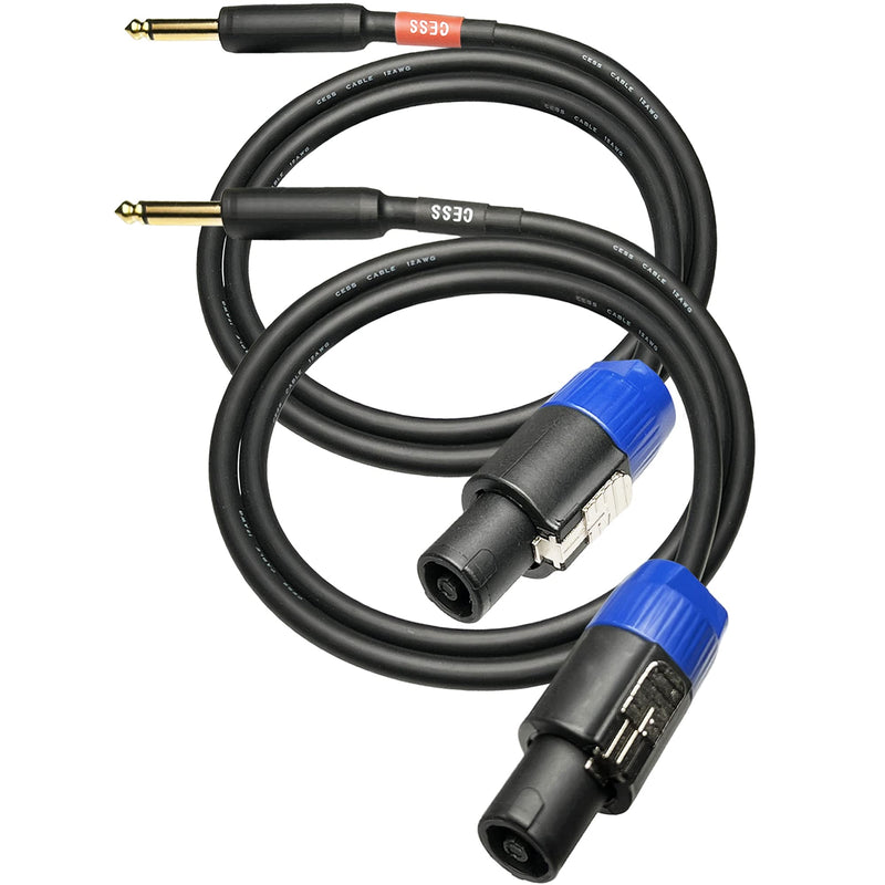 [AUSTRALIA] - CESS-118-3f Speakon Plug to 1/4 TS Plug 12AWG OFC Speaker Wire, 2 Cables (3 Feet) 