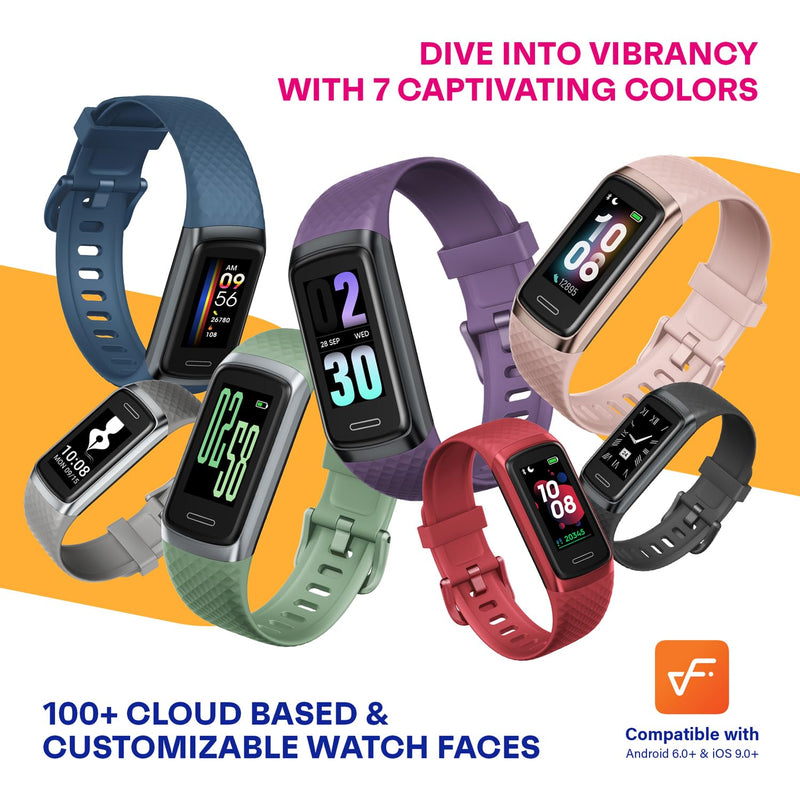 OCTANDRA Active 2 VeryFit Fitness Tracker Heart Rate SpO2 Blood Oxygen Saturation Sleep Monitor 1.05" Screen Activity Step Counter Pedometer IP68 Waterproof Smart Watches for Men Women (ID155) (Grey) ID155 - Grey