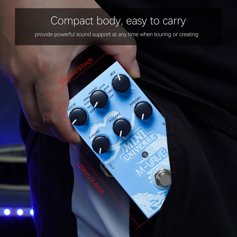 M-VAVE Mini Universe Guitar Pedal Reverb Innovation Unique Sound 9 Reverb Effects Pedals Pure Digital Dual Power True Bypass