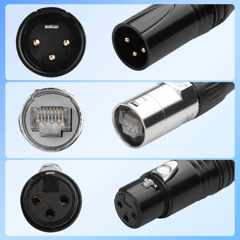 CERRXIAN 6.5FT RJ45/XLR Cable,CAT6 RJ45 Ethernet LAN Male to Male Cable + XLR 3-Pin Male to Female Network Audio Cable
