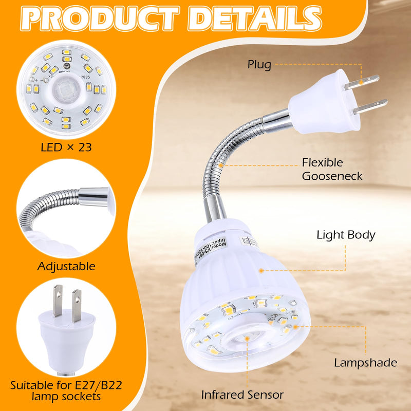 [AUSTRALIA] - Yahenda 3 Pack Motion Activated LED Night Light Plug in Smart Dusk Dawn Sensor Light PIR Infrared Sensor Motion Detector Lamp Flexible Rotating for Hallway Stairway Garage Basement(Warm White) Warm White 