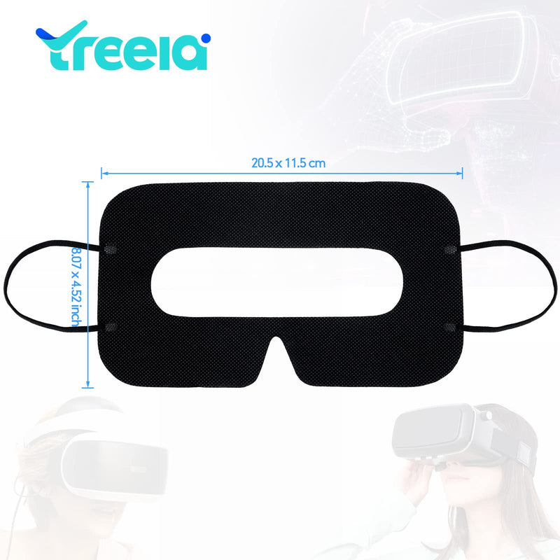 200 Pcs Disposable VR Face Mask Breathable Cover Eye Mask for VR Nonwoven Fabric Sanitary VR Mask, VR Eye Cover Pad (Black) Black