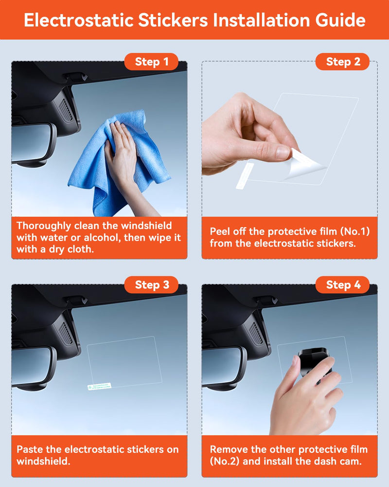 Vantrue Car Windshield Double-Sided Customizable Adhesive Pads, Residue-Free Electrostatic stickers, Drop-resistant Adhesion Promoter for Mounting Dash Cam