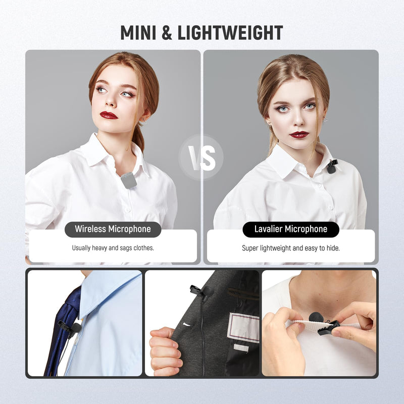 [AUSTRALIA] - NEEWER Mini Lavalier Microphone (2 Pack), 6.6ft/2m Clip On Wired Condenser Lapel Mic with 3.5mm TRS Plug, Compatible with DJI Mic 2, Rode Wireless Go II, NEEWER CM28 CM31 Camera, LM5 
