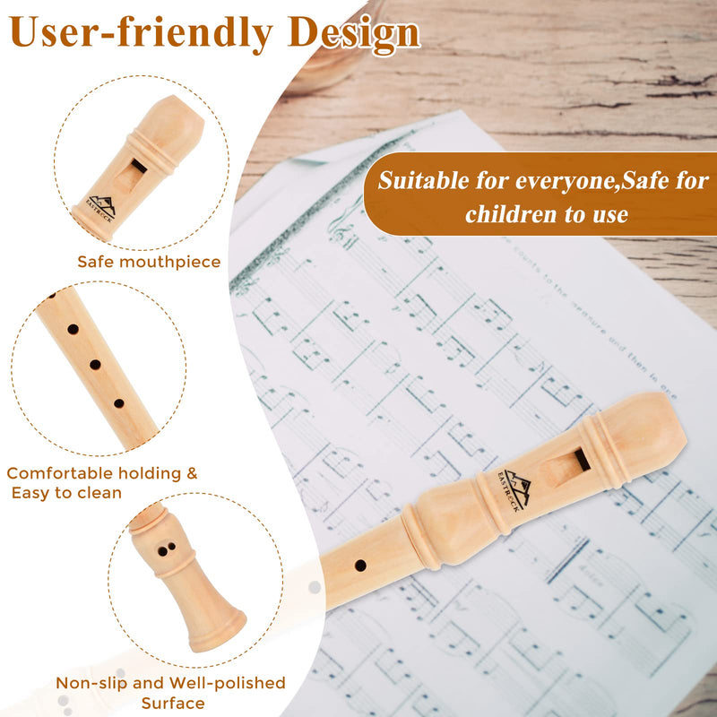 Eastrock Soprano Recorder German fingering C Key Beginners Recorder Instrument for Adults, 3 Piece Recorder With Hard Case（Maple Wood） 3 piece German Style