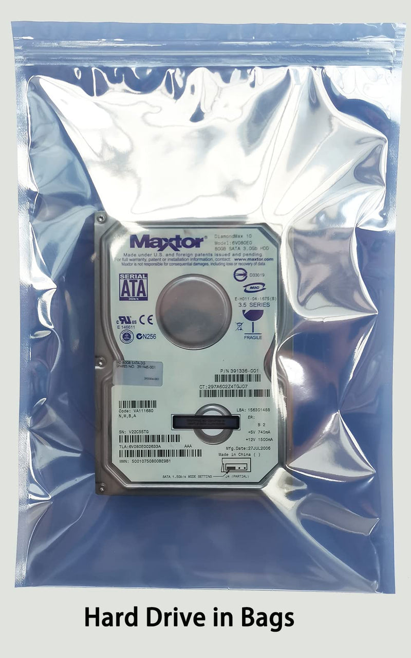 Anti Static Bags, 25pcs Large Resealable ESD Bags 7.87x11.8in with Labels for GPU Hard Drive SSD HDD and Electronic Device 25pcs 7.87x11.8in/20x30cm