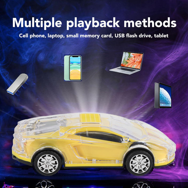 Retro Car Bluetooth Speaker with LED Lights, 52MMx2 Stereo Sound, USB C Charging, Replica Design, and Real Moving Wheels, Ideal Gift for Car Lovers, Yellow