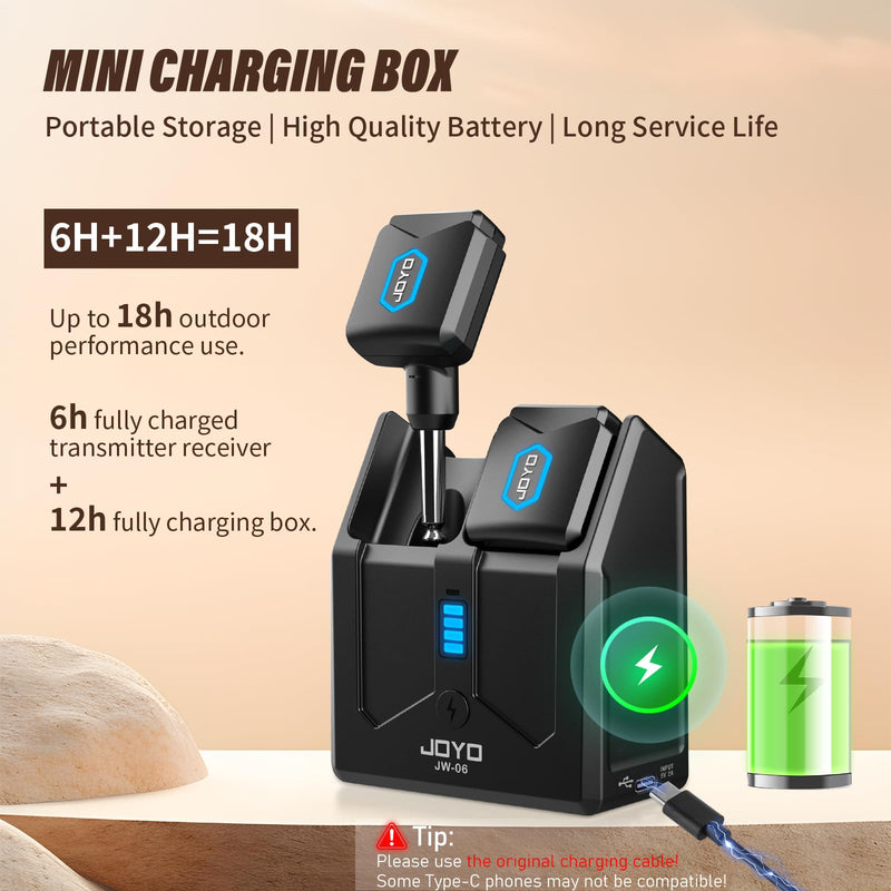 [AUSTRALIA] - JOYO Wireless Guitar System 5.8GHz Wireless Guitar Transmitter Receiver with Charging Box 4 Signal Channel for Guitar Bass Electric Instruments (JW-06) 5.8Ghz with Charging 