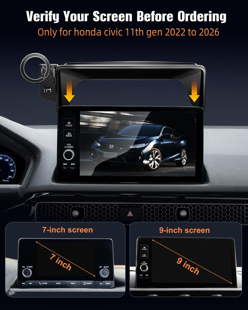 pop-tech Magnetic Phone Holder for Honda Civic 11th Gen 2022 2023 2024 2025 2026, 360° Car Screen Phone Mount Made for Civic Hatchback Sedan Touchscreen, Compatible with Magsafe iPhone Accessories for 2022-2026 Civic