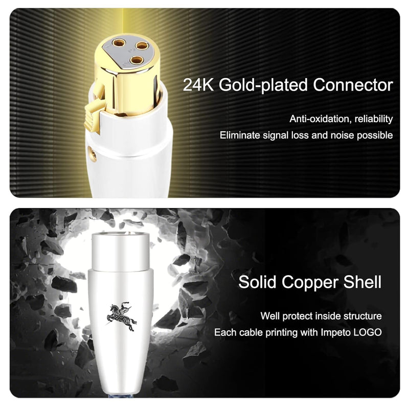 Balanced XLR Cables, 3-Pin Balanced XLR Microphone Cable Male to Female Mic Cable, 24k Gold Plated Connector and Solid Copper Shell (3.28ft/1m) 3.28ft/1m