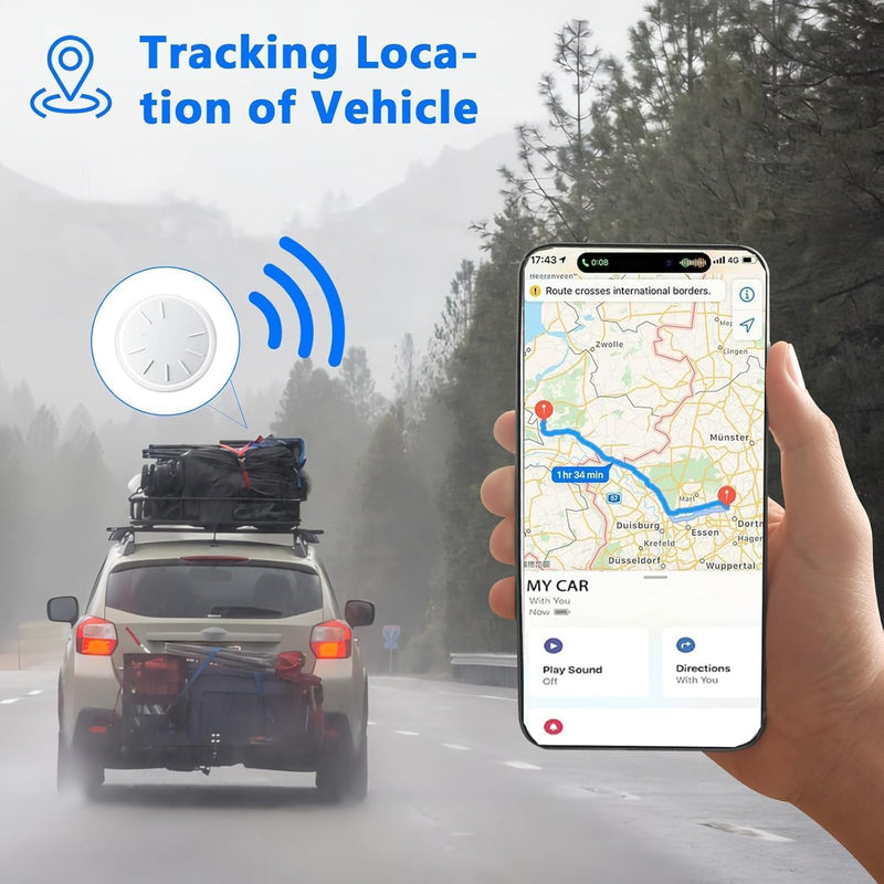 Hongtop Tracker Device for Vehicles,No Monthly Fee Anti-Theft Hidden Car GPS Tracker,Real Time GPS Car Tracker with Magnetic Case Work with Apple Find My(iOS Only) (Black,1PCS) Black,1PCS