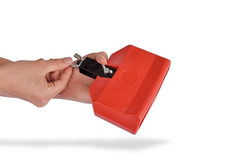 Jam Block - Latin Percussion Instrument, Musical Drum Block Accessory, Red Plastic with Adjustable Mounting Bracket - Complete with Drumstick Keyring