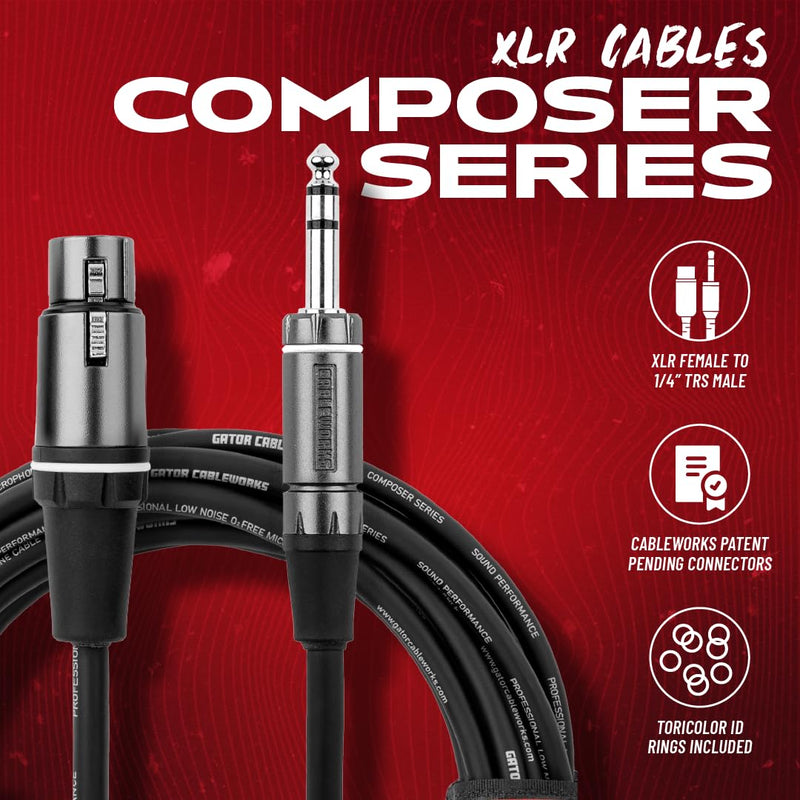 By Gator Cases Composer Series Deluxe 5 Foot XLR Female to TRS Cable, (GCWC-XLR-05FTRS) 5 Feet TRS/XLR Female