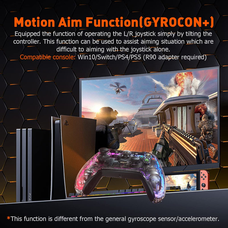 PC Controller, BIGBIG WON Rainbow Wired Game Controller RGB Light, Custom Back Button, Motion Aim, Dual Motor, Linear Trigger, 3.5mm Audio PC Gaming Controller for Win11&10 Controller for Switch - 1pc