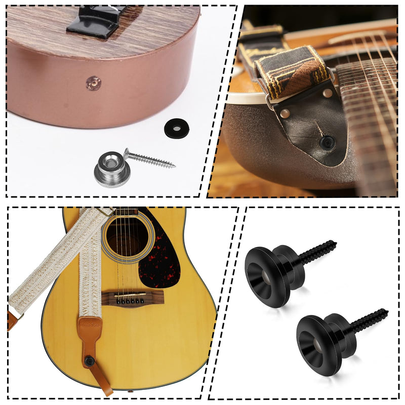 [AUSTRALIA] - 2PCS Guitar Strap Buttons Black Guitar Strap Lock Buttons Guitar Security Lock Electric Guitar Strap Locks Mushrooms Head Guitar Strap Button for Guitar Bass Ukulele 