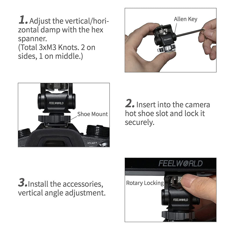 [AUSTRALIA] - FEELWORLD Mini Hot Shoe Stand Camera Monitor Mount for DSLR, Microphone, DSLR Field Monitor 