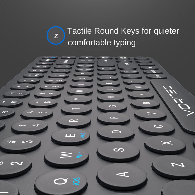 Bluetooth Keyboard for iPad, iPhone, Android, Apple, Windows – Streamlined, Compact Multi Device Keyboard – Ergonomic Bluetooth Wireless Keyboard for Mac, PC – Computer Keyboard Bluetooth by Vortec
