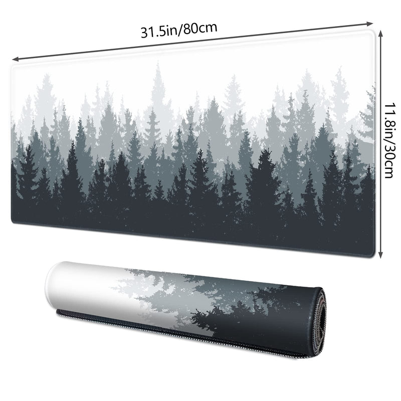 Galdas Gaming Mouse Pad Forest Background Pattern XXL XL Large Mouse Pad Mat Long Extended Mousepad Desk Pad Non-Slip Rubber Mice Pads Stitched Edges Thin Pad (31.5x11.8x0.12 Inch)-Tree Tree