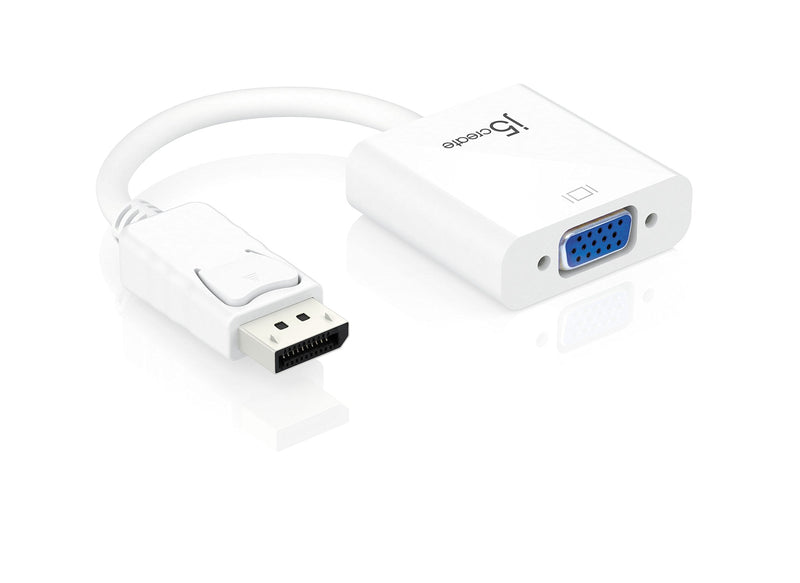 j5create DisplayPort to VGA Adapter- 4K 1080p @ 60 Hz | 1.62 Gbps and 2.7 Gbps | Compatible with Apple iMac or MacBook, PC, HDTV, Projectors and More