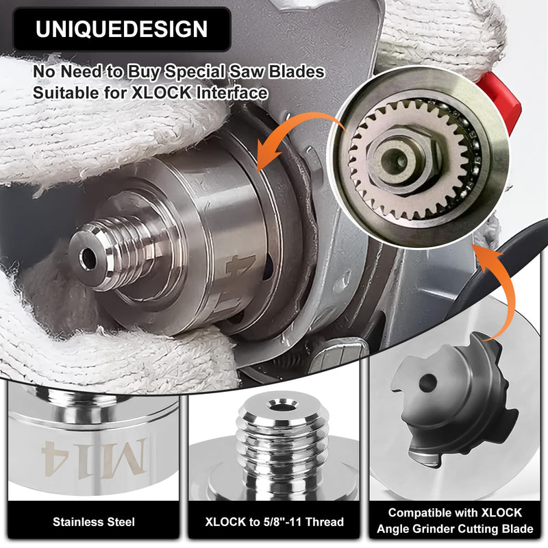 [AUSTRALIA] - Qivine 3Pcs Xlock Adapter to M14 Thread, Alloy Thread Xlock Adapter Kit, Angle Grinder Cutting Blade Adapters with Quick Change Nut Ultra-robust for Diamond Drill bits, Cutting Blades M14 for Europe 