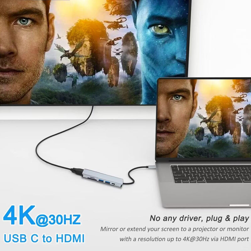 USB C Hub HDMI Adapter, USB C SD Card Reader, USB C to HDMI 4K with100W PD, USB 3.0, SD/TF Card Reader for iphone 15, MacBook Air/Pro, iPad Pro, Mac, Dell/Acer/HP/ASUS/Switch