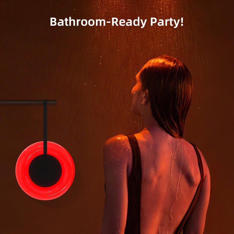 [AUSTRALIA] - IPX7 Waterproof Speaker with Dynamic LED Light,Bluetooth Shower Speaker,Portable Bluetooth Speakers,Floating, True Wireless Stereo for Outdoor/Pool/Beach,BT5.3/TF-Card,Ideal Gifts(Black) Black 