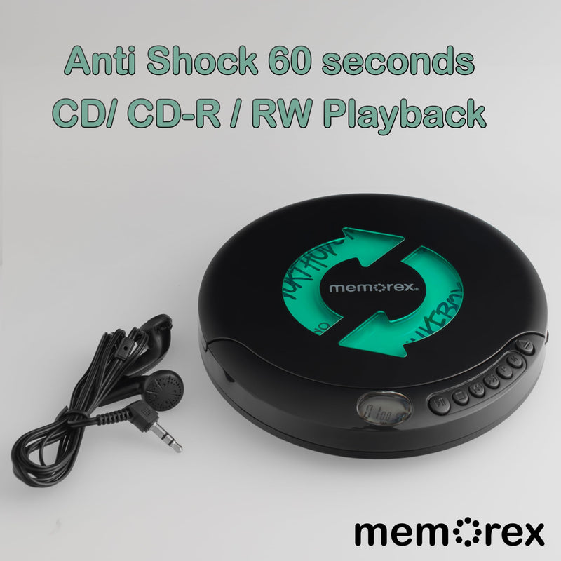 [AUSTRALIA] - Memorex MX-DM80 Portable CD Player | Compact Disc Player with Anti-Shock Technology | LCD Display, Stereo Earbuds, Low Battery Indicator | CD/CD-R/RW Compatible for Personal Music 
