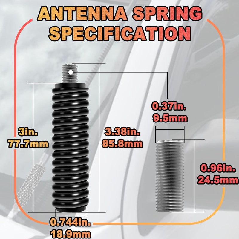 [AUSTRALIA] - Wadoy SS-3H CB Antenna Spring Mount 4 Pack, Black Heavy Duty Stainless Steel CB Springs Fit for Up to 60" Long Standard 3/8" x 24 Threads Mobile/in-Vehicle CB Radio Antenna Mount 