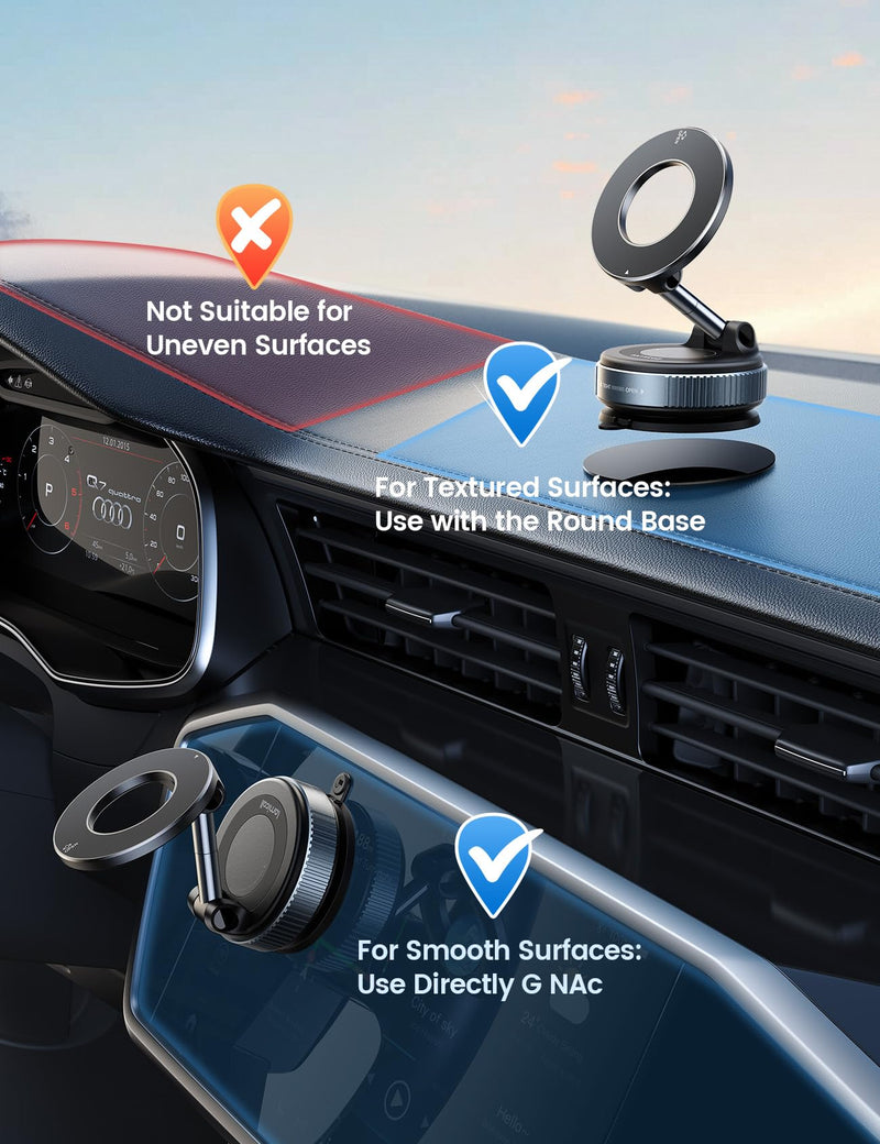 Lamicall for MagSafe Car Mount 70LBS Vacuum Suction Dashboard & Windshield | 20X Magnet Car Phone Holder 360° Foldable Magnetic Phone Holders for Your Car fit iPhone 17 16 15 14 Pro Max Gift Truck Black