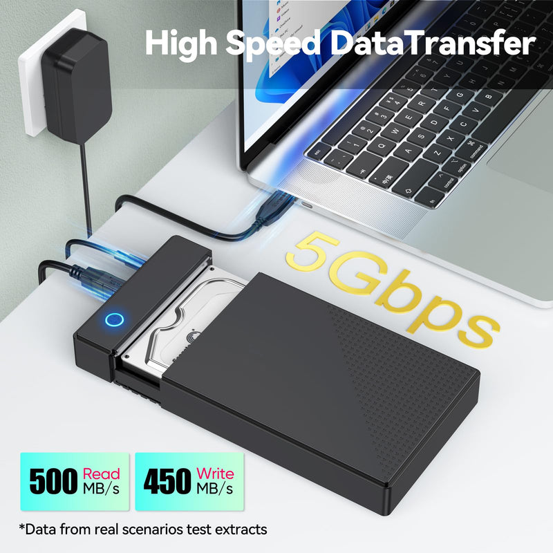3.5 Hard Drive Enclosure Bundle SATA to USB Adapter with Power with 12V 24W Adapter External Hard Drive Cable