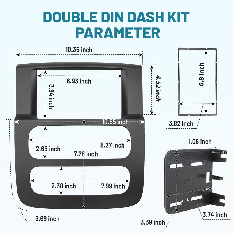 NuIth Double Din Radio Stereo Dash Kit with Radio Harness & Antenna Adapter for 2002-2005 Dodge Ram 1500 2500 3500, Double DIN Installation Multi Kit, DDIN Installation Kit for Ram