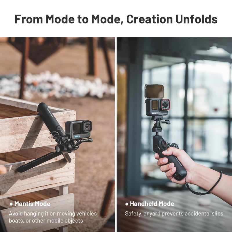 [AUSTRALIA] - PGYTECH CapLock MantisPod Power, Battery Handle Mount for Gopro, 5000mAh Power Stick for Gopro 12/11/10, Charging Selfie Vlog Attachment Tripod Monopod with CapLock Action Camera and 1/4" Adapter 